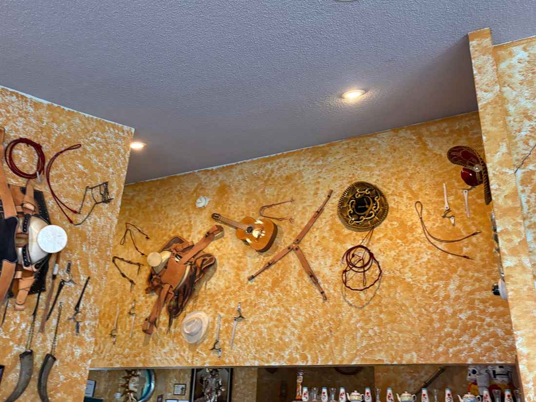 Decorative items brought from Mexico displayed inside 2 Margaritas Allyn